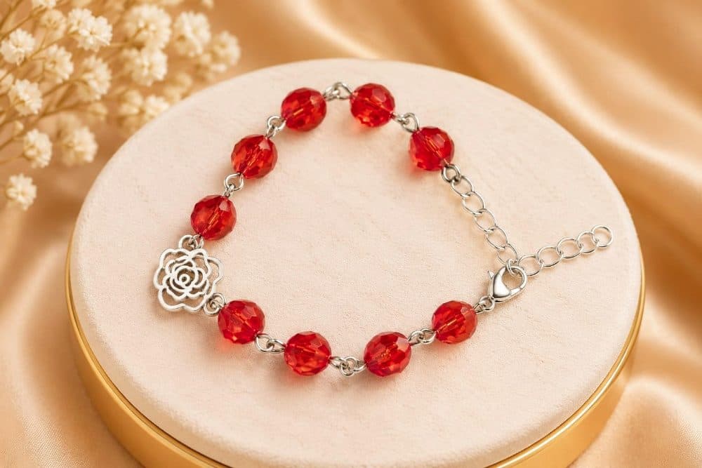Cuentas de cristal rojo